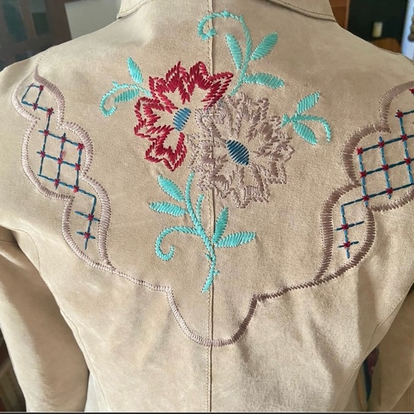 Embroidered Leather/Suede Jacket - Picture 2 of 12